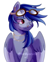 Size: 1458x1795 | Tagged: safe, artist:birdbiscuits, derpibooru import, rainbow dash, pony, alternate hair color, ear piercing, goggles, image, nose piercing, piercing, png, rainbow-less dash, simple background, solo, transparent background