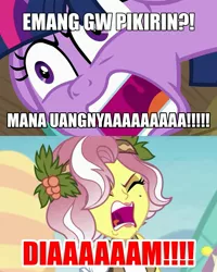 Size: 1831x2289 | Tagged: safe, derpibooru import, twilight sparkle, twilight sparkle (alicorn), vignette valencia, alicorn, a trivial pursuit, equestria girls, equestria girls series, rollercoaster of friendship, angry, image, indonesia, indonesian, jpeg, meme, rage, ragelight sparkle, this is trivia trot, yelling