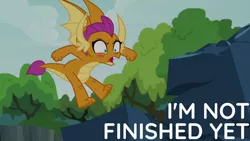 Size: 1280x720 | Tagged: safe, derpibooru import, edit, edited screencap, editor:quoterific, screencap, smolder, dragon, season 9, uprooted, spoiler:s09, angry, blushing, female, flying, image, jpeg, open mouth, solo