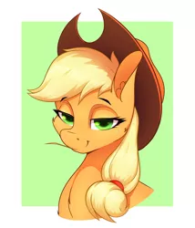 Size: 1800x2100 | Tagged: safe, artist:aquaticvibes, derpibooru import, applejack, earth pony, pony, female, freckles, image, lidded eyes, looking at you, mare, png, smiling, solo, straw