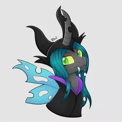 Size: 2000x2000 | Tagged: safe, artist:splashofsweet, derpibooru import, queen chrysalis, changeling, changeling queen, clothes, cosplay, costume, crossover, fangs, female, image, jpeg, looking at you, maleficent, solo