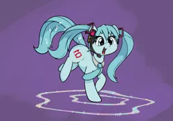 Size: 1661x1162 | Tagged: safe, artist:taurson, derpibooru import, ponified, earth pony, pony, cute, digital art, female, happy, hatsune miku, headphones, image, mare, music notes, png, smiling, solo