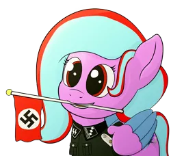 Size: 2610x2376 | Tagged: safe, artist:xppp1n, oc, oc:star beats, pegasus, flag, image, mouth hold, nazi, png, simple background, solo, swastika, transparent background
