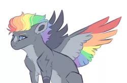 Size: 4000x2634 | Tagged: safe, artist:venommocity, derpibooru import, oc, oc:greywind, pegasus, pony, colored wings, female, image, magical lesbian spawn, mare, multicolored wings, offspring, parent:clear sky, parent:rainbow dash, png, simple background, solo, white background, wings