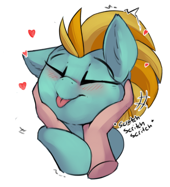 Size: 2226x2457 | Tagged: safe, artist:beardie, derpibooru import, part of a set, lightning dust, human, beardies scritching ponies, commission, cute, disembodied hand, dustabetes, eyes closed, hand, image, png, simple background, tongue out, transparent background, ych result