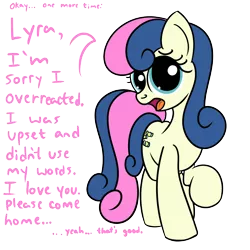 Size: 2000x2000 | Tagged: safe, artist:dafiltafish, derpibooru import, bon bon, sweetie drops, earth pony, dialogue, image, implied mirror, png, solo, talking to herself, transparent