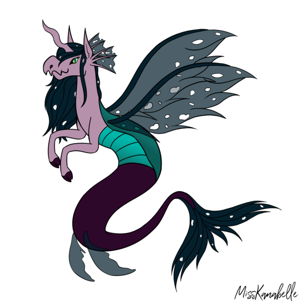 Size: 2000x2000 | Tagged: safe, artist:misskanabelle, derpibooru import, oc, unofficial characters only, siren, crack ship offspring, female, image, magical lesbian spawn, offspring, parent:aria blaze, parent:queen chrysalis, png, signature, simple background, siren oc, solo, transparent background