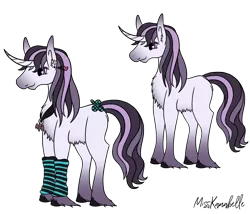 Size: 2336x2000 | Tagged: safe, artist:misskanabelle, derpibooru import, oc, unofficial characters only, pony, unicorn, chest fluff, crack ship offspring, curved horn, duo, ear fluff, female, hoof fluff, horn, image, jewelry, leg warmers, magical lesbian spawn, mare, necklace, offspring, parent:inky rose, parent:princess celestia, png, signature, simple background, transparent background, unicorn oc