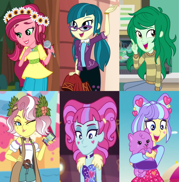 Size: 1623x1658 | Tagged: safe, derpibooru import, edit, edited screencap, screencap, gloriosa daisy, juniper montage, kiwi lollipop, princess thunder guts, supernova zap, vignette valencia, wallflower blush, dog, equestria girls, equestria girls series, forgotten friendship, legend of everfree, movie magic, rollercoaster of friendship, spoiler:eqg specials, clothes, computer, costume, cropped, garden, image, k-lo, lost and pound: rarity, lost and pound: spike, magical geodes, microphone, mobile phone, one eye closed, phone, png, postcrush, reformed villain, su-z, wink, wrong aspect ratio