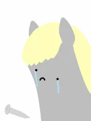 Size: 1536x2048 | Tagged: safe, artist:2merr, derpy hooves, pony, :c, blob ponies, crying, dot eyes, drawn on phone, drawthread, frown, image, png, sad, screw, simple background, white background