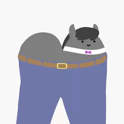 Size: 2048x2048 | Tagged: safe, artist:2merr, octavia melody, :), belt, belt buckle, blob ponies, bowtie, butt, clothes, dot eyes, drawn on phone, drawthread, female, image, pants, png, pun, simple background, smiley face, smiling, solo, visual pun, white background