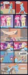 Size: 4500x12000 | Tagged: safe, artist:chedx, derpibooru import, fluttershy, pinkie pie, rainbow dash, twilight sparkle, earth pony, pony, undead, 28 pranks later, alternate ending, coffin, comic, death, double rainbow, heart attack, hoofbump, image, png, prank, running, screaming, self ponidox, speech bubble, time paradox