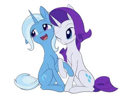 Size: 1779x1371 | Tagged: safe, artist:dusthiel, derpibooru import, rarity, trixie, pony, female, image, lesbian, png, rarixie, shipping, simple background, transparent background
