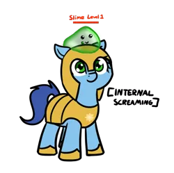 Size: 831x828 | Tagged: safe, artist:neuro, oc, unofficial characters only, earth pony, pony, armor, earth pony oc, female, guardsmare, health bars, helmet, hoof shoes, image, internal screaming, mare, png, royal guard, rpg, simple background, slime, smiling, transparent background