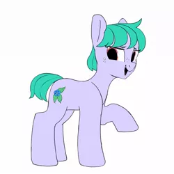 Size: 1198x1200 | Tagged: safe, artist:tallaferroxiv, oc, unofficial characters only, earth pony, pony, earth pony oc, female, freckles, image, jpeg, looking at you, mare, open mouth, raised hoof, simple background, solo, white background