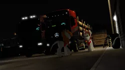 Size: 1366x768 | Tagged: safe, artist:dianetgx, derpibooru import, oc, oc:irina volkova, oc:novita quester, kirin, unicorn, euro truck simulator 2, image, jpeg, truck, trucker