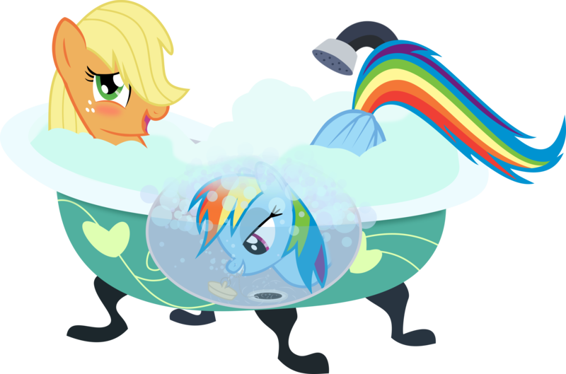 Size: 10019x6622 | Tagged: suggestive, artist:90sigma, artist:up1ter, derpibooru import, edit, editor:mega-spark, applejack, rainbow dash, earth pony, pegasus, pony, appledash, bath, bathtub, blowing bubbles, blushing, bubble, bubble bath, claw foot bathtub, drain, drain plug, faucet, female, image, implied arousal, lesbian, partially submerged, plug, png, shipping, show accurate, tail, underwater, water, x-ray