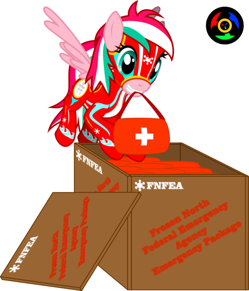 Size: 2599x3036 | Tagged: safe, artist:kyoshyu, derpibooru import, oc, oc:shuri cane, pegasus, pony, clothes, crate, female, first aid kit, flight suit, high res, image, mare, mouth hold, png, simple background, solo, transparent background, vector