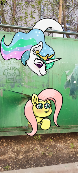 Size: 1800x4000 | Tagged: safe, artist:a-jaller, derpibooru import, fluttershy, princess celestia, alicorn, pegasus, pony, image, png, princess necklestia