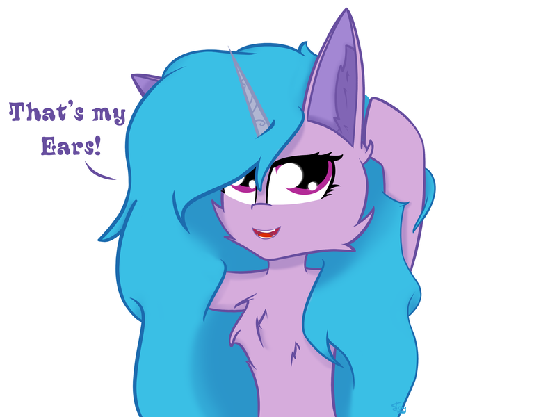 Size: 3500x2700 | Tagged: safe, artist:graphictoxin, derpibooru import, izzy moonbow, pony, unicorn, captain obvious, cheek fluff, chest fluff, cute, ear fluff, ears, fangs, female, fluffy, g5, happy, high res, horn, image, izzybetes, mare, no shit sherlock, png, simple background, smiling, solo, text, white background