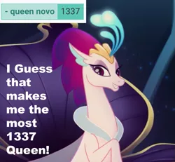 Size: 619x573 | Tagged: safe, derpibooru import, edit, edited screencap, screencap, queen novo, seapony (g4), derpibooru, my little pony: the movie, 1337, caption, image, meta, png, tags, text