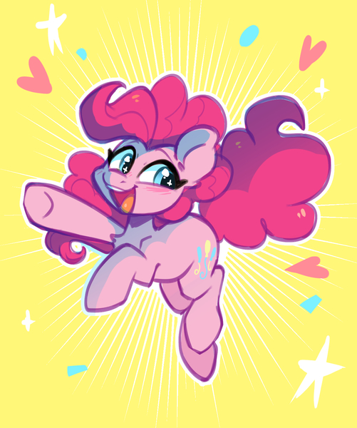 Size: 1223x1464 | Tagged: safe, artist:colorfulcolor233, derpibooru import, pinkie pie, earth pony, pony, cute, diapinkes, female, happy, happy birthday, heart, image, jpeg, mare, open mouth, simple background, smiling, starry eyes, stars, wingding eyes