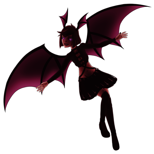Size: 3600x3600 | Tagged: suggestive, artist:artemis-polara, derpibooru import, oc, oc:midnight cakepowder, succubus, belly button, breasts, cleavage, clothes, glowing eyes, image, png, simple background, skirt, solo, transparent background, wings
