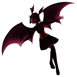 Size: 3600x3600 | Tagged: suggestive, artist:artemis-polara, derpibooru import, oc, oc:midnight cakepowder, succubus, belly button, breasts, cleavage, clothes, glowing eyes, image, png, simple background, skirt, solo, transparent background, wings