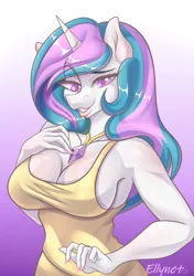Size: 2808x4000 | Tagged: suggestive, artist:ellynet, derpibooru import, princess celestia, alicorn, anthro, big breasts, breasts, busty princess celestia, clothes, female, image, looking at you, png, sexy, solo, solo female, whore lips
