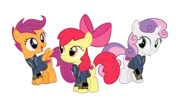 Size: 5360x3008 | Tagged: safe, artist:dashiesparkle, artist:ponygamer2020, derpibooru import, edit, edited screencap, screencap, apple bloom, scootaloo, sweetie belle, earth pony, pegasus, pony, unicorn, fallout equestria, absurd resolution, adorabloom, apple bloom's bow, bow, clothes, cute, cutealoo, cutie mark, cutie mark crusaders, diasweetes, fallout, female, filly, hair bow, high res, image, jumpsuit, not a vector, pipboy, png, simple background, the cmc's cutie marks, transparent background, trio, trio female, vault suit, vector