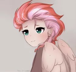 Size: 2000x1912 | Tagged: safe, artist:reterica, derpibooru import, oc, oc:lighty dust, unofficial characters only, human, pegasus, humanized, humanized oc, image, jpeg, multicolored hair, simple background, wings