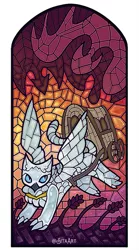 Size: 667x1200 | Tagged: safe, artist:sitaart, derpibooru import, oc, oc:gael, unofficial characters only, dragon, gryphon, griffon oc, image, jpeg, solo, stained glass