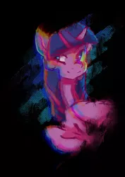 Size: 1600x2264 | Tagged: safe, artist:penny-wren, derpibooru import, twilight sparkle, pony, abstract background, chromatic aberration, female, image, jpeg, mare, procreate app, solo, synthwave