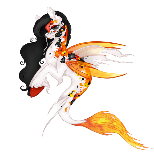 Size: 4096x4096 | Tagged: safe, artist:nightingalewolfie, derpibooru import, oc, unofficial characters only, seapony (g4), absurd resolution, colored pupils, colored wings, dorsal fin, eyelashes, female, fin wings, fish tail, flowing mane, flowing tail, image, looking at you, png, simple background, solo, tail, transparent background, unshorn fetlocks, wings