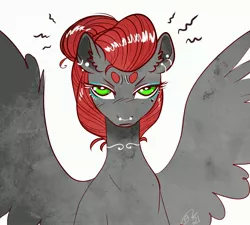 Size: 3264x2937 | Tagged: safe, artist:opalacorn, derpibooru import, oc, oc:void, unofficial characters only, pegasus, pony, ear piercing, earring, image, jewelry, jpeg, looking at you, piercing, solo, spread wings, unamused, wings