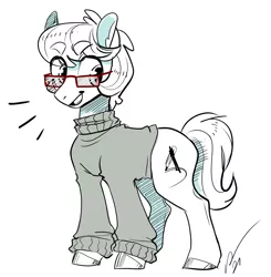 Size: 2007x2048 | Tagged: safe, artist:opalacorn, derpibooru import, oc, unofficial characters only, earth pony, pony, clothes, glasses, image, jpeg, sketch, smiling, solo, sweater, turtleneck