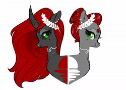 Size: 1958x1392 | Tagged: safe, artist:opalacorn, derpibooru import, oc, oc:void, unofficial characters only, alicorn, pegasus, pony, black sclera, duality, ear piercing, earring, frown, image, jewelry, jpeg, lidded eyes, looking back, nose piercing, nose ring, piercing, smiling, solo