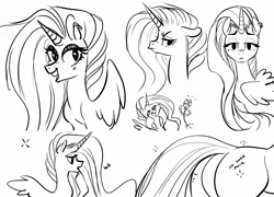 Size: 2048x1473 | Tagged: safe, artist:opalacorn, derpibooru import, oc, oc:obsidian, unofficial characters only, alicorn, pony, butt, flower, frown, image, jpeg, lidded eyes, looking at you, plot, sketch, smiling, spread wings, wings