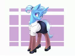 Size: 4000x3000 | Tagged: safe, artist:galinn-arts, derpibooru import, trixie, pony, unicorn, alternate hairstyle, clothes, cute, diatrixes, female, high heels, image, jpeg, mare, shirt, shoes, skirt, socks, solo, stockings, teacher, thigh highs