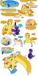 Size: 2000x4000 | Tagged: safe, artist:jackiebloom, derpibooru import, spitfire, oc, oc:iridescence flare, oc:neon synthwave, oc:skydancer, earth pony, pegasus, pony, female, filly, flying, image, leash, magical lesbian spawn, male, mother and child, mother and daughter, mother and son, offspring, parent:rainbow dash, parent:spitfire, parents:spitdash, png, record, sunglasses, wing umbrella, wings