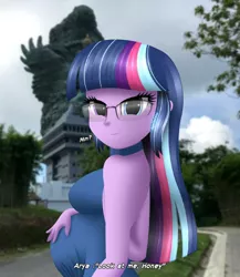 Size: 1080x1242 | Tagged: safe, artist:aryatheeditor, derpibooru import, sci-twi, twilight sparkle, equestria girls, breasts, busty twilight sparkle, cute, glasses, image, indonesia, instagram, irl, jpeg, looking at you, male, male pov, offscreen character, offscreen male, photo, pov, powerful sparkle, pregnant, pregnant equestria girls, sleeveless, smiling, smiling at you, twiabetes