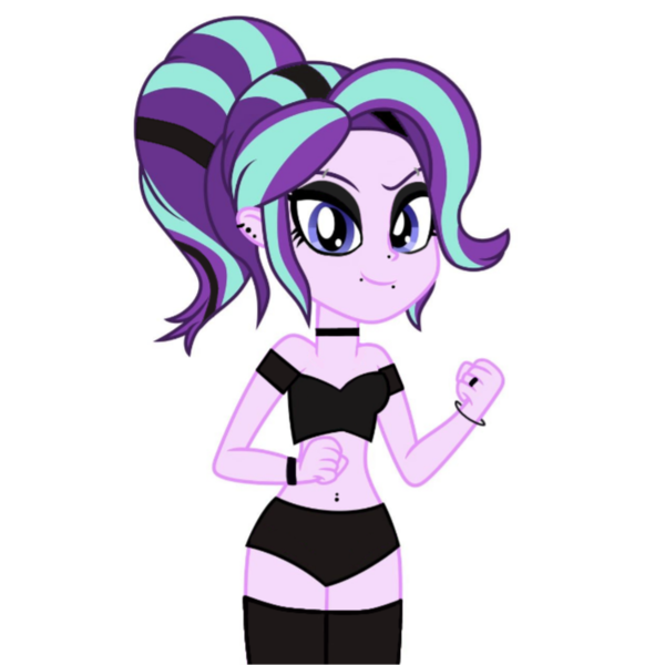 Size: 711x711 | Tagged: safe, derpibooru import, edit, starlight glimmer, equestria girls, clothes, emo, eyeshadow, goth, image, makeup, piercing, png, socks, thigh highs