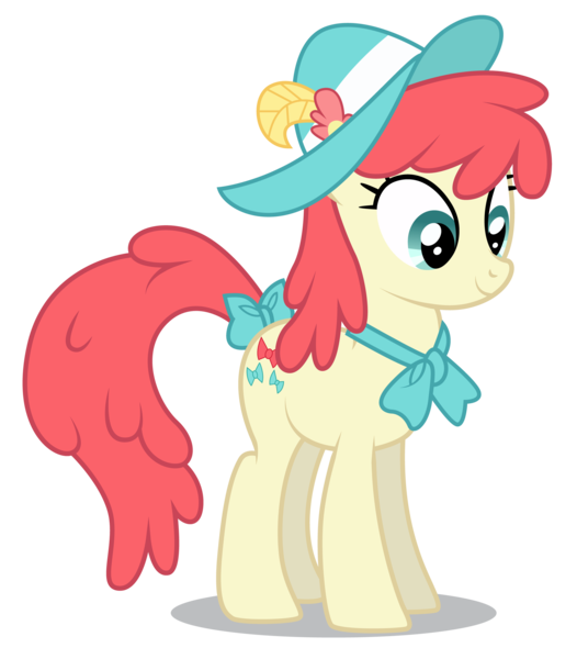 Size: 2293x2615 | Tagged: safe, artist:dragonchaser123, derpibooru import, crimson cream, fashion statement, mare e. belle, earth pony, pony, fake it 'til you make it, bow, bowtie, feather, female, hat, high res, image, mare, png, simple background, solo, tail bow, transparent background, vector