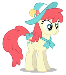 Size: 2293x2615 | Tagged: safe, artist:dragonchaser123, derpibooru import, crimson cream, fashion statement, mare e. belle, earth pony, pony, fake it 'til you make it, bow, bowtie, feather, female, hat, high res, image, mare, png, simple background, solo, tail bow, transparent background, vector