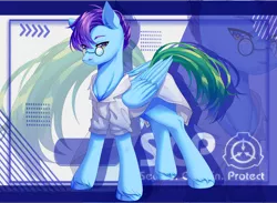 Size: 3752x2742 | Tagged: safe, artist:alus, derpibooru import, oc, oc:dr.picsell dois, unofficial characters only, pegasus, pony, clothes, facial hair, high res, image, lab coat, male, moustache, pegasus oc, png, scp, scp foundation, unshorn fetlocks, wings