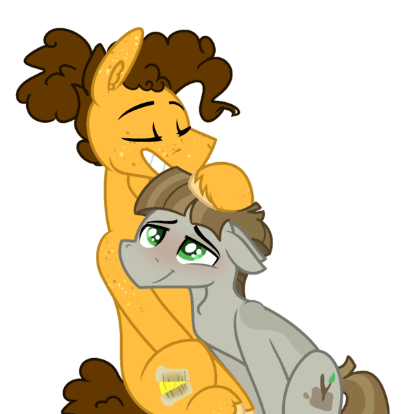 Size: 1437x1447 | Tagged: safe, artist:fcrestnymph, derpibooru import, cheese sandwich, mudbriar, pony, base used, gay, image, male, png, shipping, simple background, transparent background