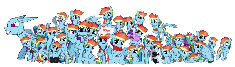 Size: 7300x2100 | Tagged: safe, artist:dacaoo, derpibooru import, rainbow dash, twilight sparkle, alicorn, pegasus, pony, animal costume, blushing, body pillow, bunny costume, clothes, collage, costume, cute, cyrillic, dashabetes, dashstorm, female, food, glasses, image, long tongue, mare, multeity, png, russian, sushi, tongue out