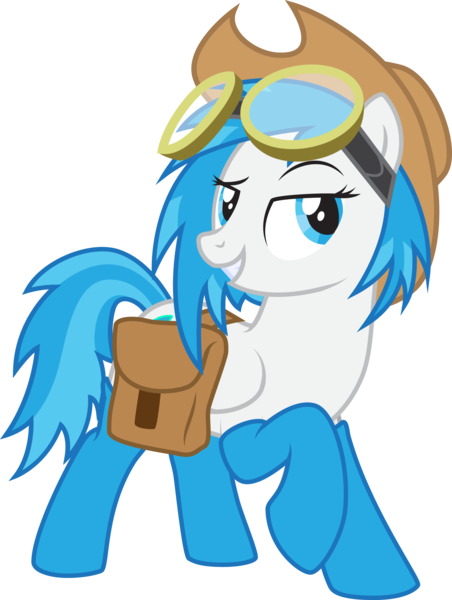 Size: 2120x2814 | Tagged: safe, artist:lightning stripe, derpibooru import, edit, oc, oc:snow fury, pegasus, pony, 2018, bag, blue, blue eyes, blue hair, blue mane, clothes, cutie mark, derpibooru exclusive, female, goggles, hat, image, legends of equestria, mare, png, request, requested art, saddle bag, show accurate, simple background, socks, solo, transparent background, vector, white, white coat, wings