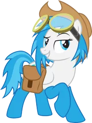Size: 2120x2814 | Tagged: safe, artist:lightning stripe, derpibooru import, edit, oc, oc:snow fury, pegasus, pony, 2018, bag, blue, blue eyes, blue hair, blue mane, clothes, cutie mark, derpibooru exclusive, female, goggles, hat, image, legends of equestria, mare, png, request, requested art, saddle bag, show accurate, simple background, socks, solo, transparent background, vector, white, white coat, wings
