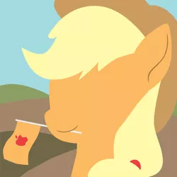 Size: 1080x1080 | Tagged: safe, artist:melodiousmarci, edit, unauthorized edit, applejack, earth pony, pony, apple, apple (company), female, flag, image, mare, mouth hold, png, simple background, smiling, that pony sure does love apples